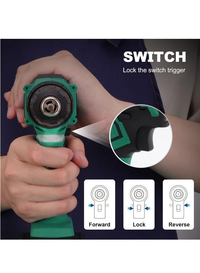 ALongDeng 48V Cordless Drill Set Power Drill Kit with 2 Pcs Battery 25 Position 2 Variable Speed 3/8'' Keyless Chuck Fast Charger and 24 Pcs Accessories with Case - Image 5